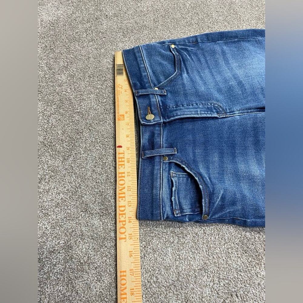 Distressed boho Indie Sleaze Express Skyscraper Mid Rise Bootcut Jeans womens 6R - Picture 11 of 11